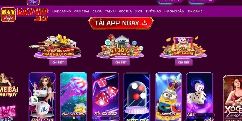 Giao diện Bayvip luôn hấp dẫn người chơi